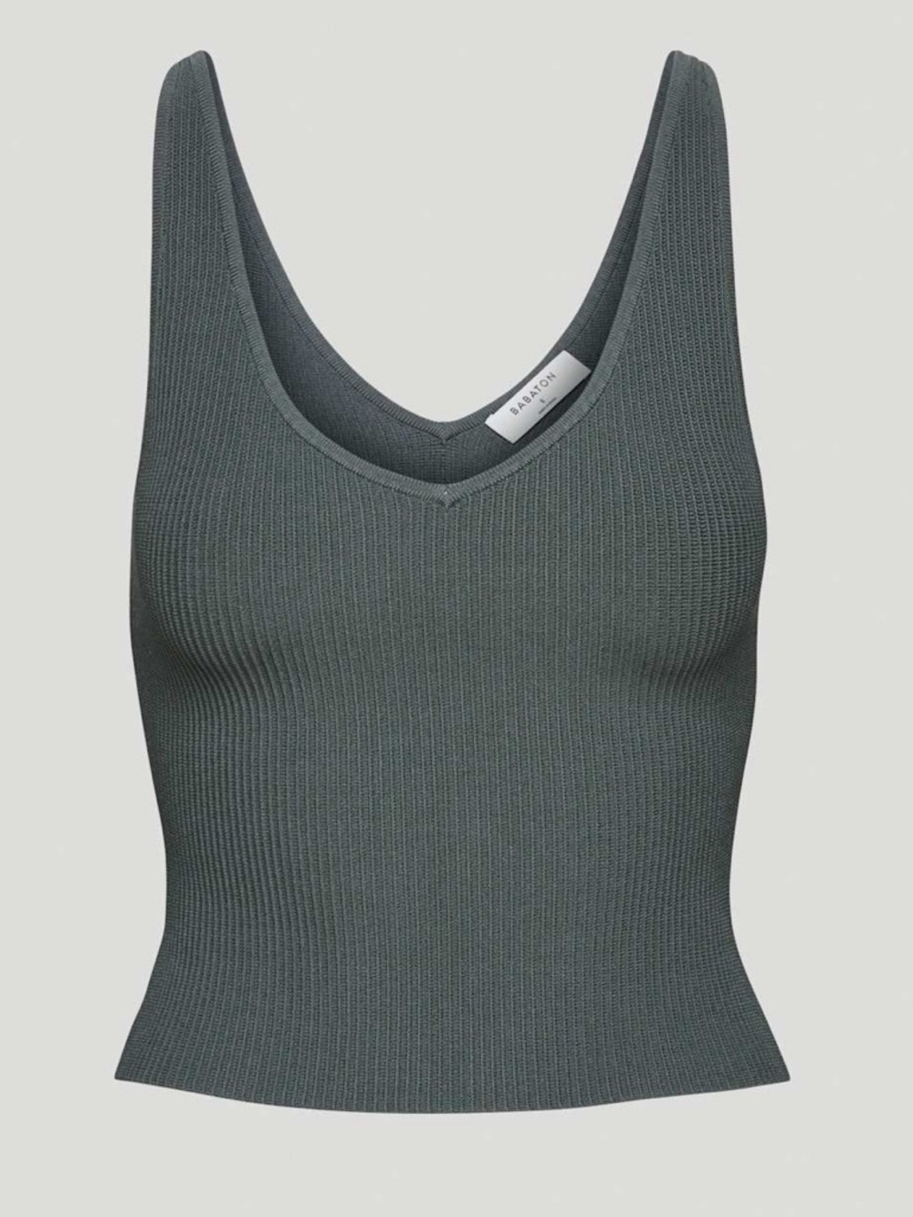 Babaton Aritzia Sculpt Knit V-Neck Tan Smoky Emerald Green (L) Elevated Basics